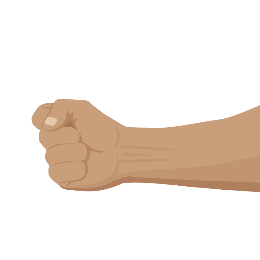 Close up image of a person squeezing their fist