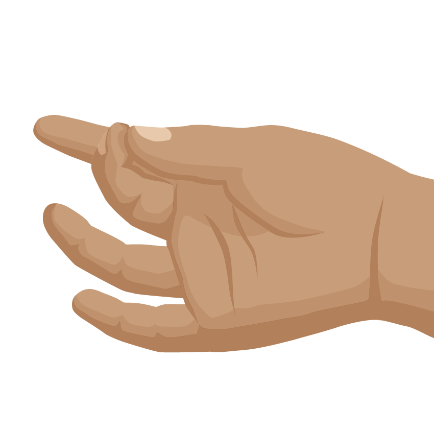 Close up image of a person touching their third finger to their thumb