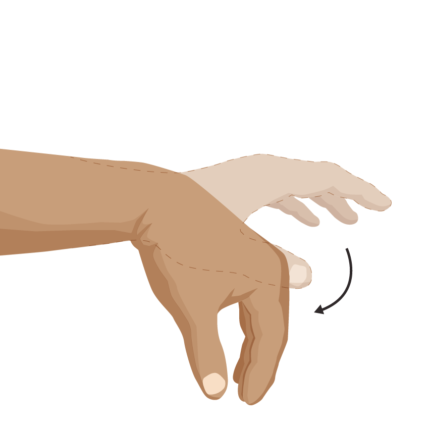 Close up image of a person bending their wrist into wrist flexion