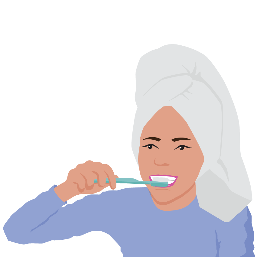 A person brushing their teeth