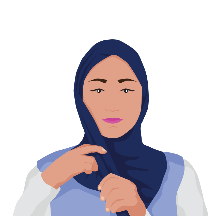 Image of person putting on hijab